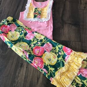 My Darling Bee ruffle bottom pant set.